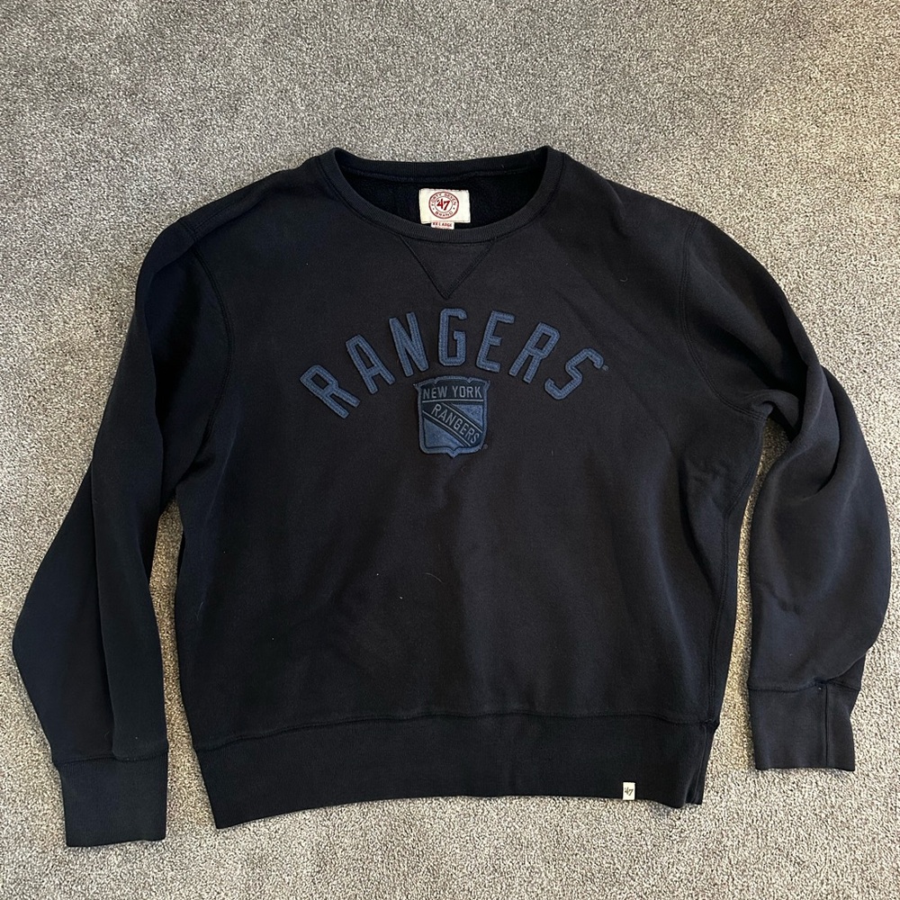 47 Black Crewneck Sweater with Rangers Logo